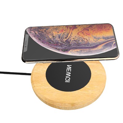 Wood Table Modern Home Led Desk Lamp Dual Colour Wooden Clock Qi Fast Charging Wireless Charger